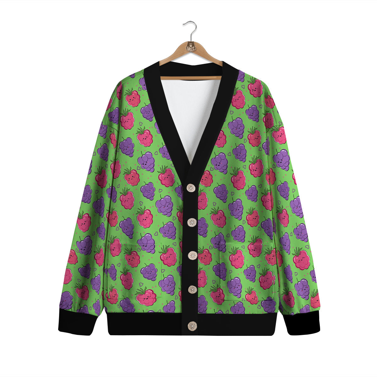 Grape Cute Print Pattern Cardigan-grizzshop