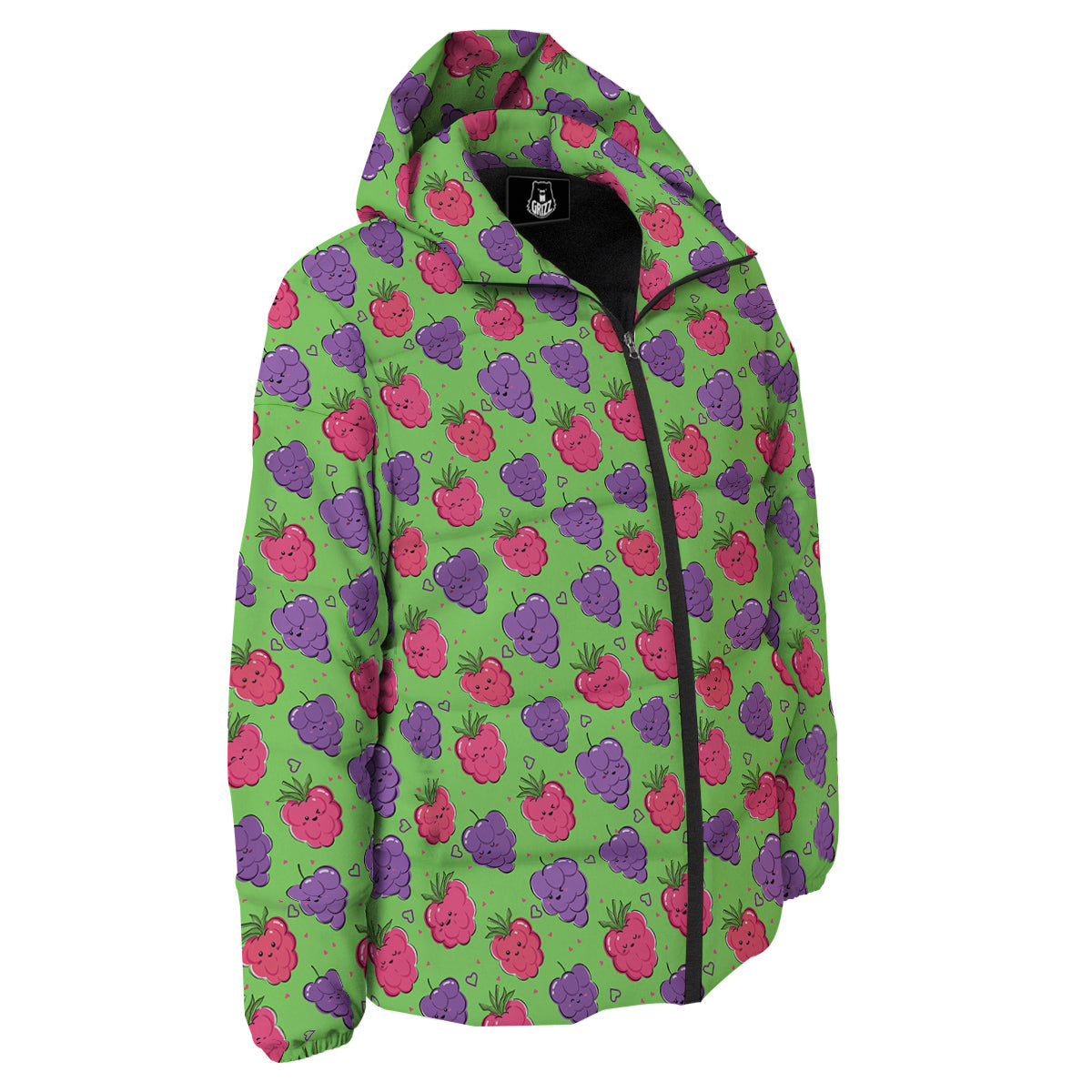 Grape Cute Print Pattern Down Jacket-grizzshop