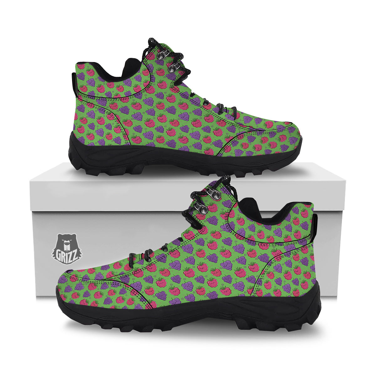 Grape Cute Print Pattern Hiking Shoes-grizzshop