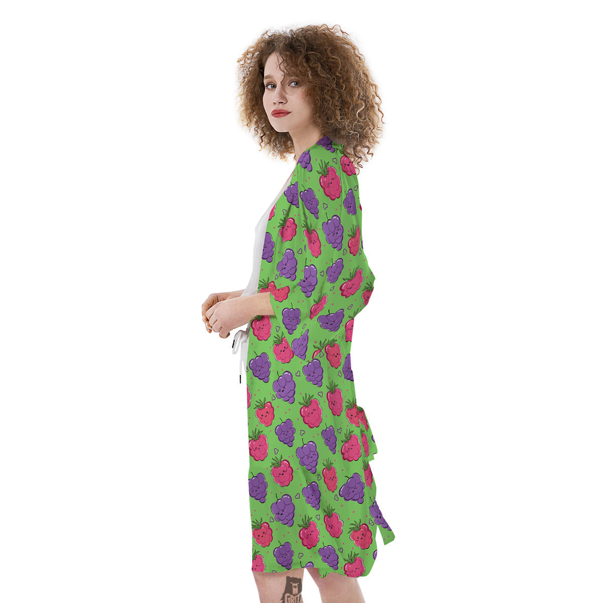 Grape Cute Print Pattern Kimono-grizzshop