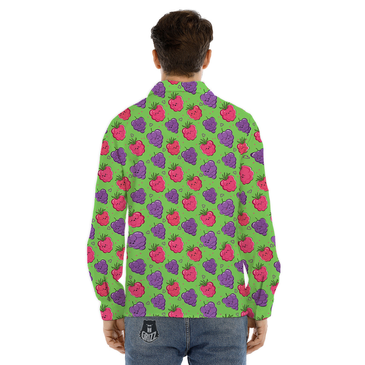 Grape Cute Print Pattern Men's Dress Shirts-grizzshop