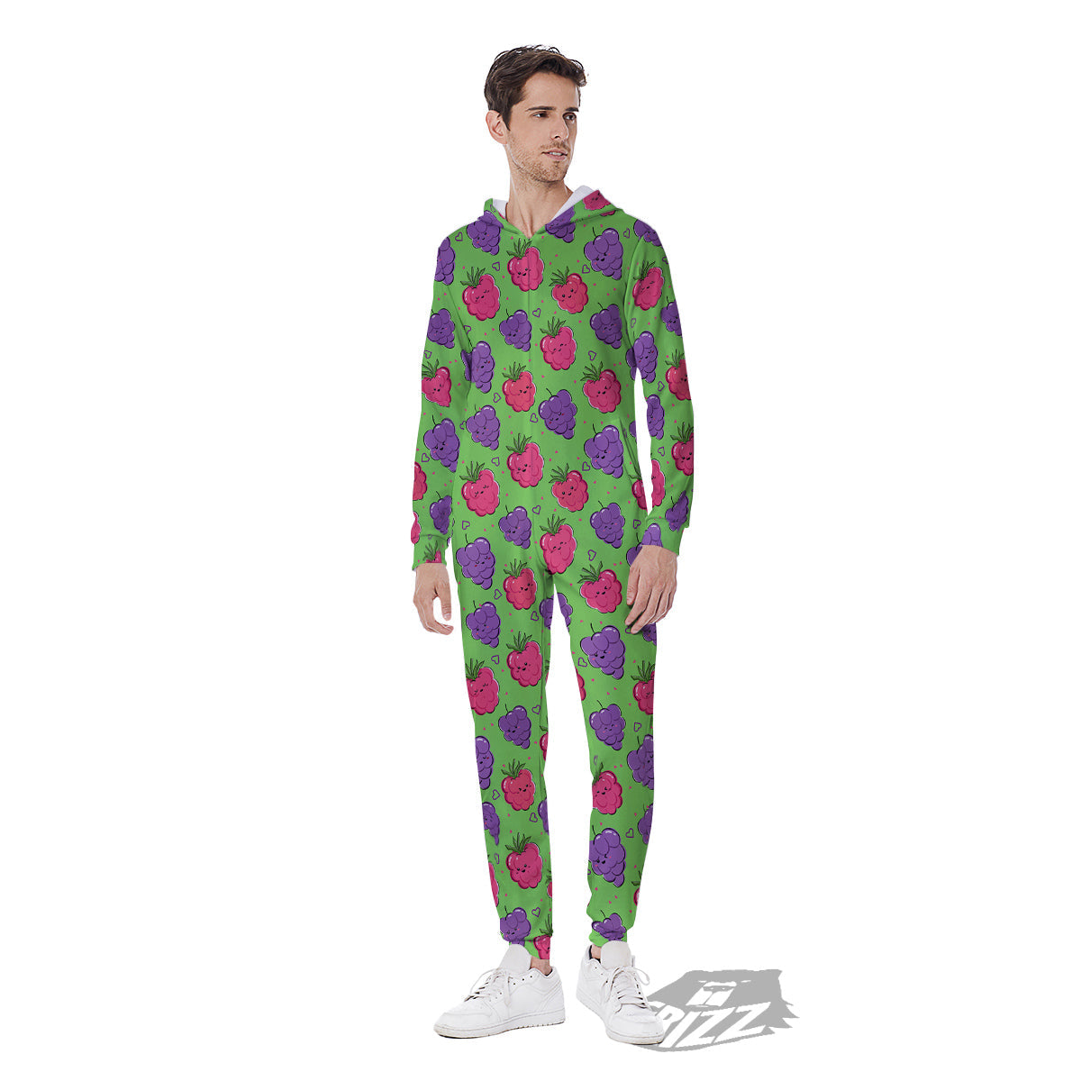 Grape Cute Print Pattern Men's Jumpsuit-grizzshop