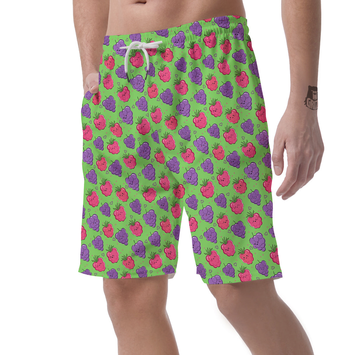 Grape Cute Print Pattern Men's Shorts-grizzshop