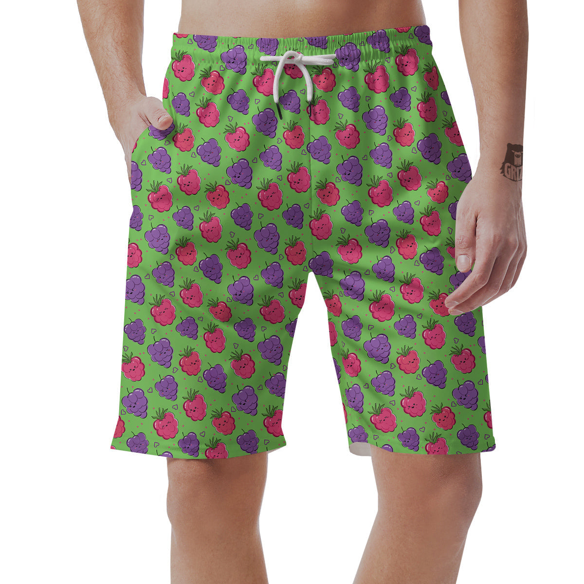 Grape Cute Print Pattern Men's Shorts-grizzshop