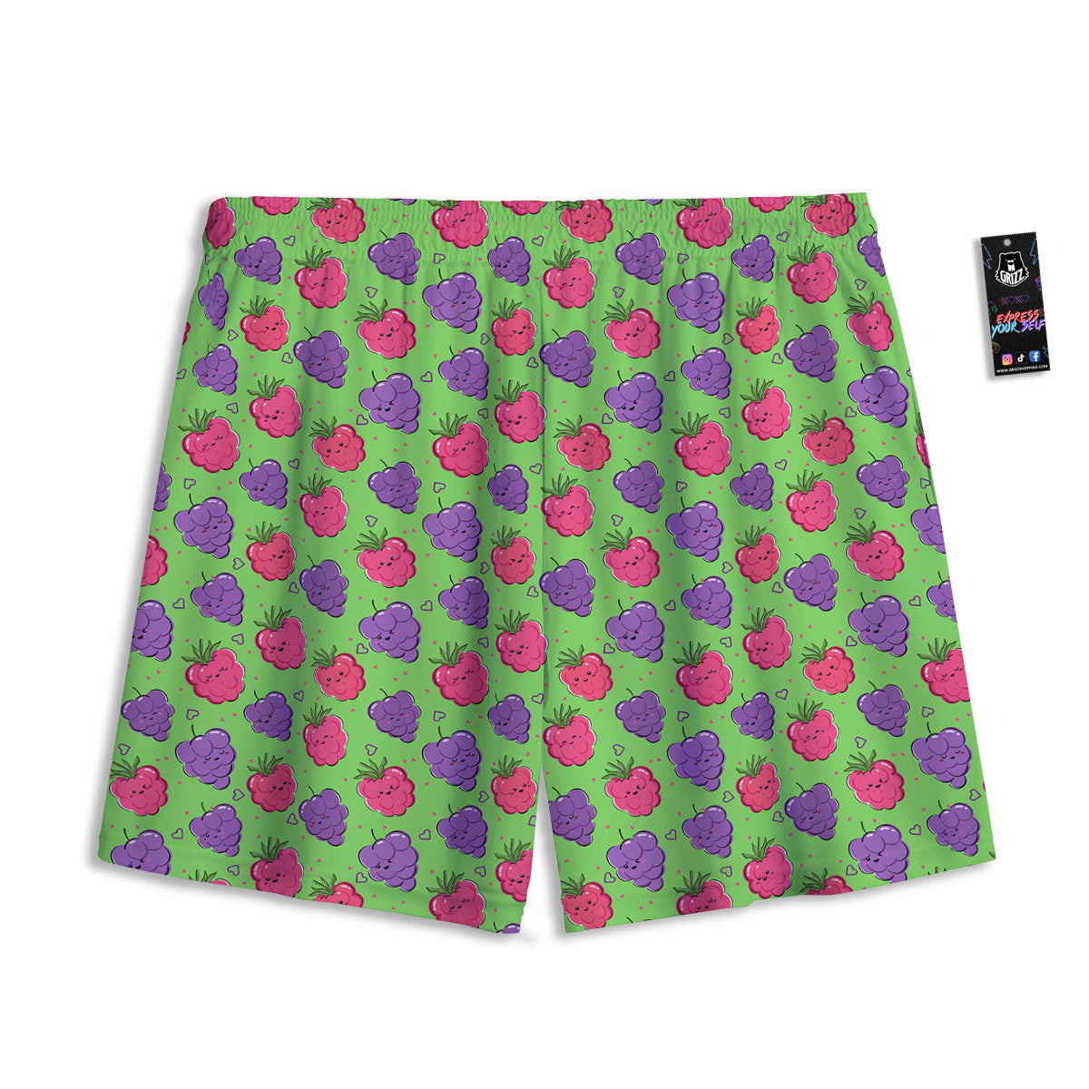 Grape Cute Print Pattern Mesh Shorts-grizzshop