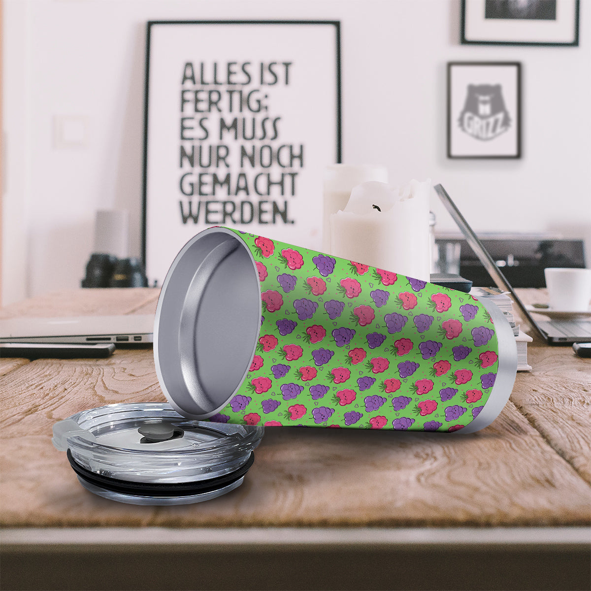 Grape Cute Print Pattern Tumbler-grizzshop