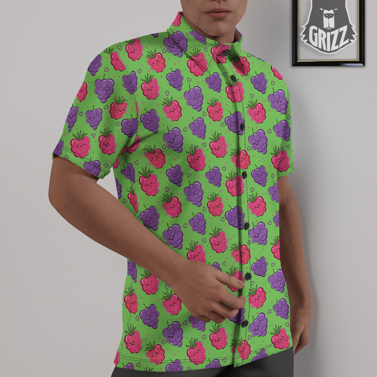 Grape Cute Print Pattern Untucked Shirts-grizzshop
