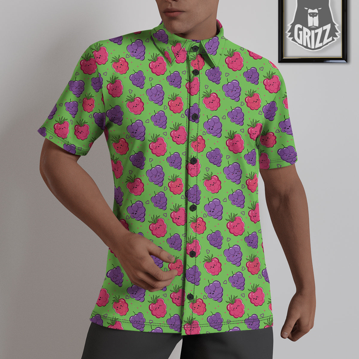Grape Cute Print Pattern Untucked Shirts-grizzshop