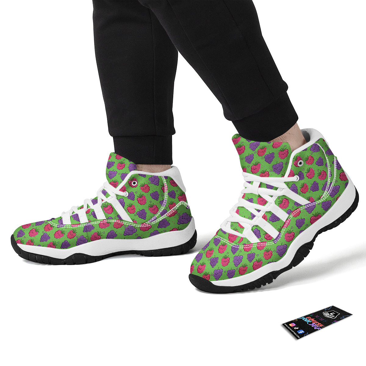 Grape Cute Print Pattern White Bball Shoes-grizzshop