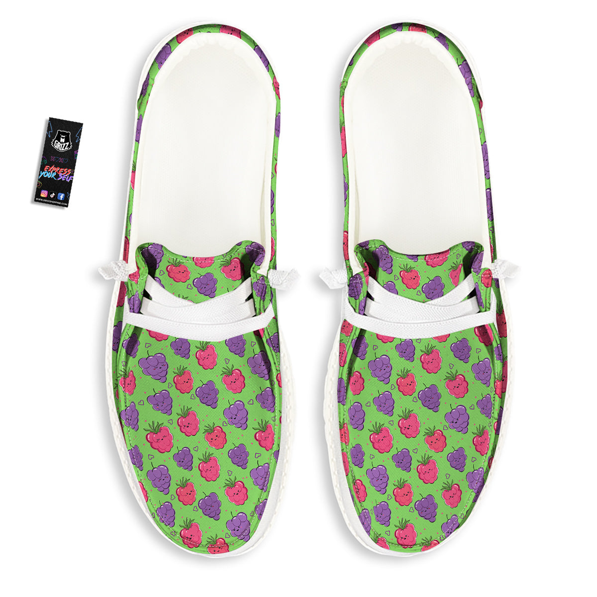 Grape Cute Print Pattern White Loafers-grizzshop
