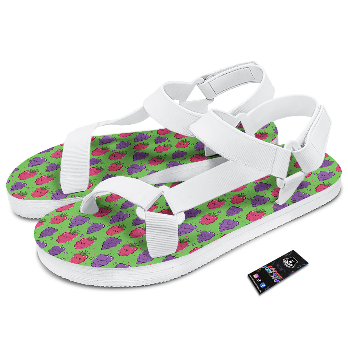 Grape Cute Print Pattern White Open Toe Sandals-grizzshop