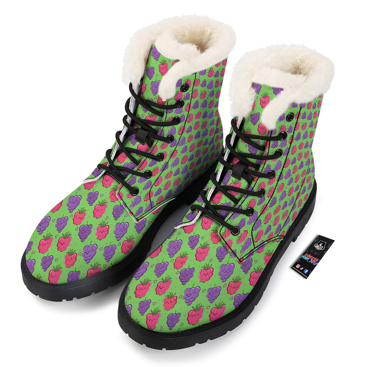 Grape Cute Print Pattern Winter Boots-grizzshop