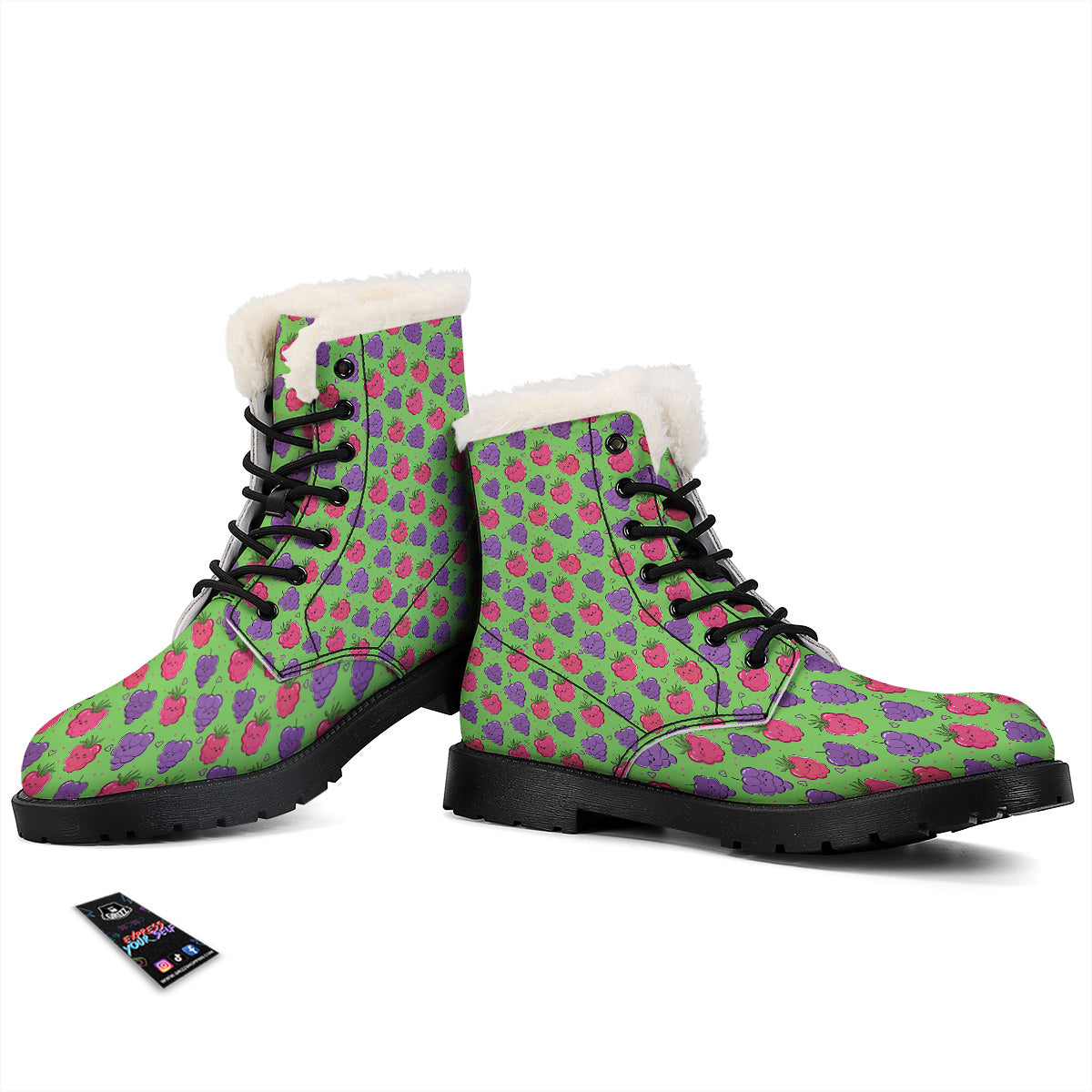 Grape Cute Print Pattern Winter Boots-grizzshop