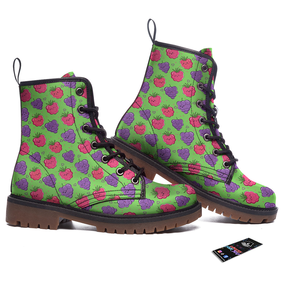 Grape Cute Print Pattern Work Boots-grizzshop