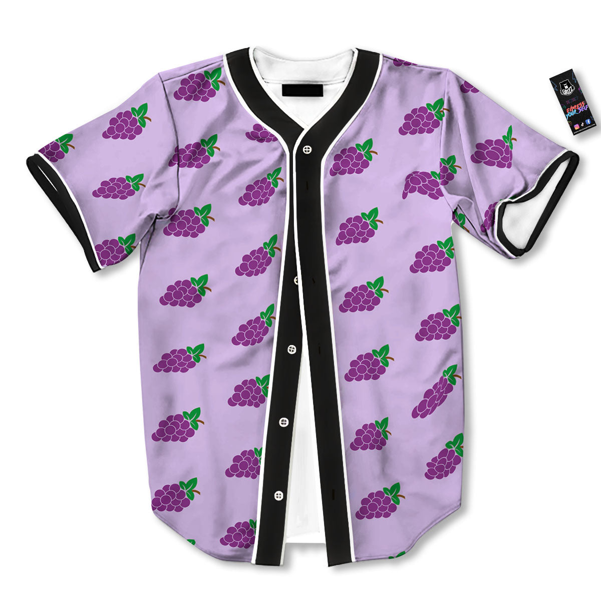 Grape Purple Print Pattern Baseball Jersey-grizzshop