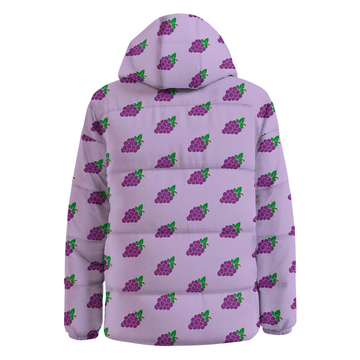 Grape Purple Print Pattern Down Jacket-grizzshop