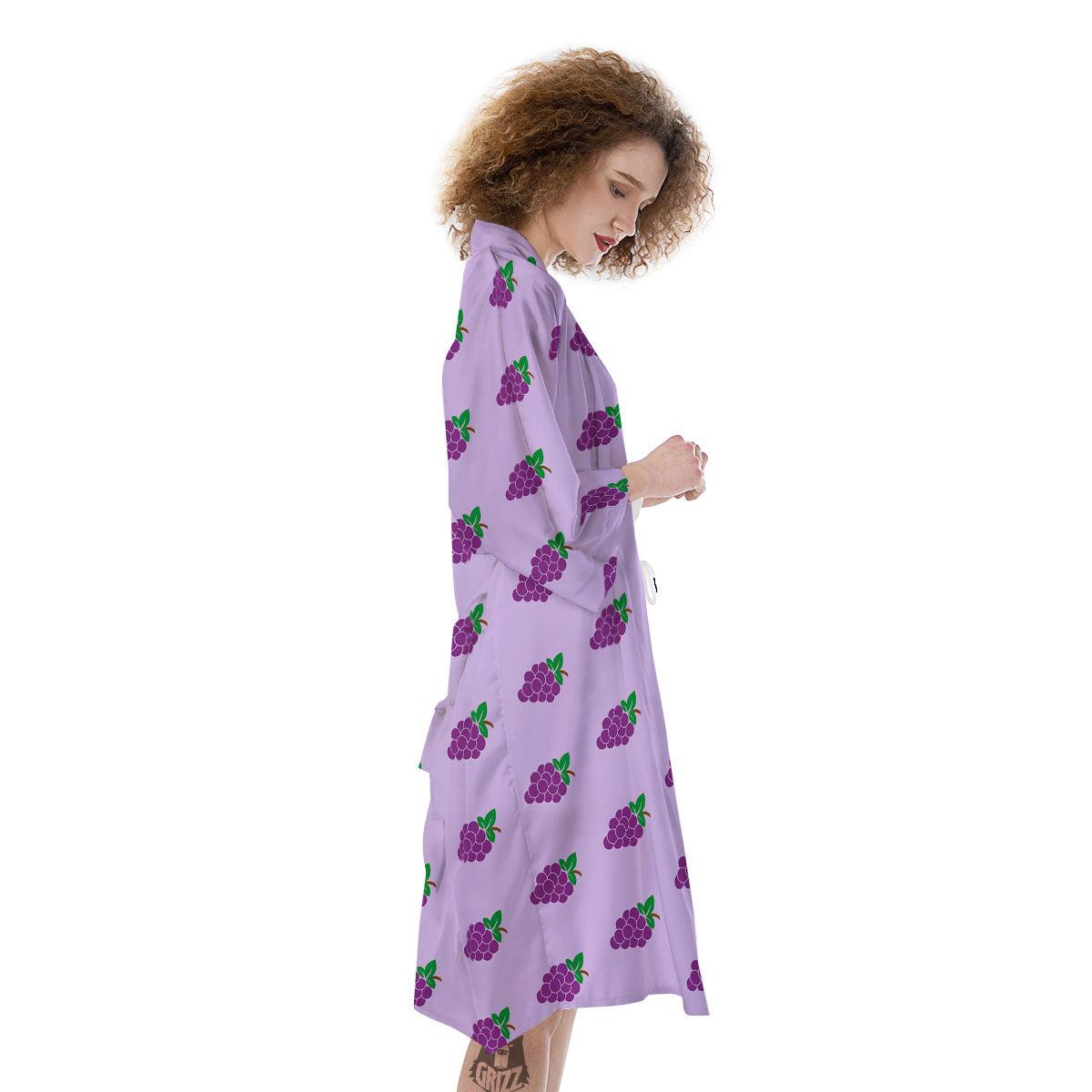 Grape Purple Print Pattern Kimono-grizzshop