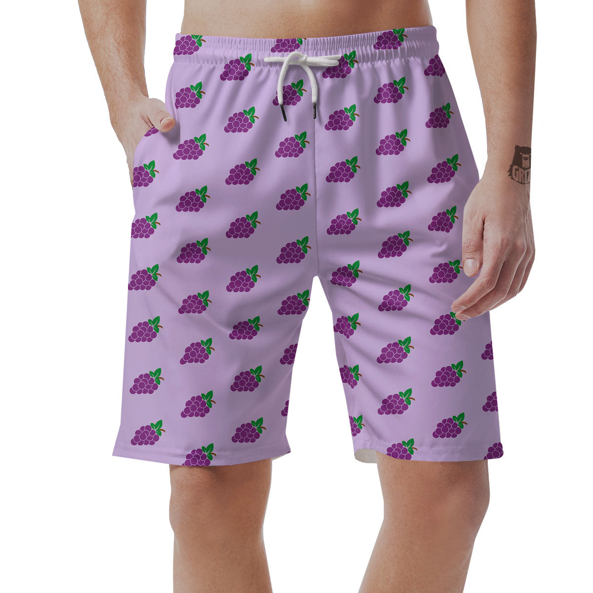 Grape Purple Print Pattern Men's Shorts-grizzshop