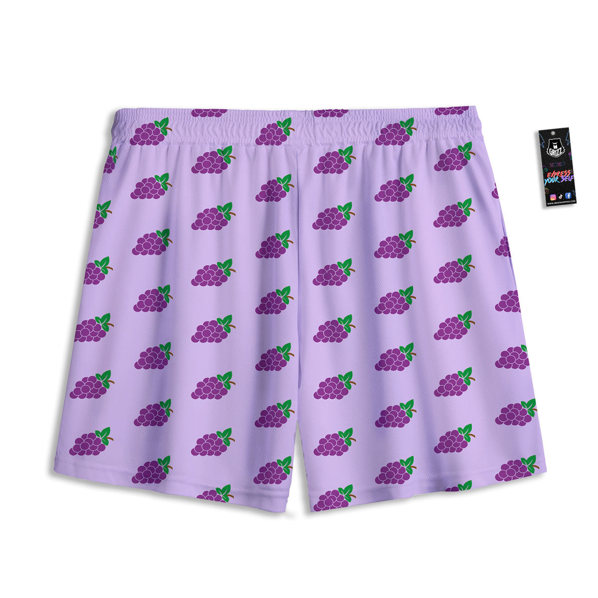 Grape Purple Print Pattern Mesh Shorts-grizzshop