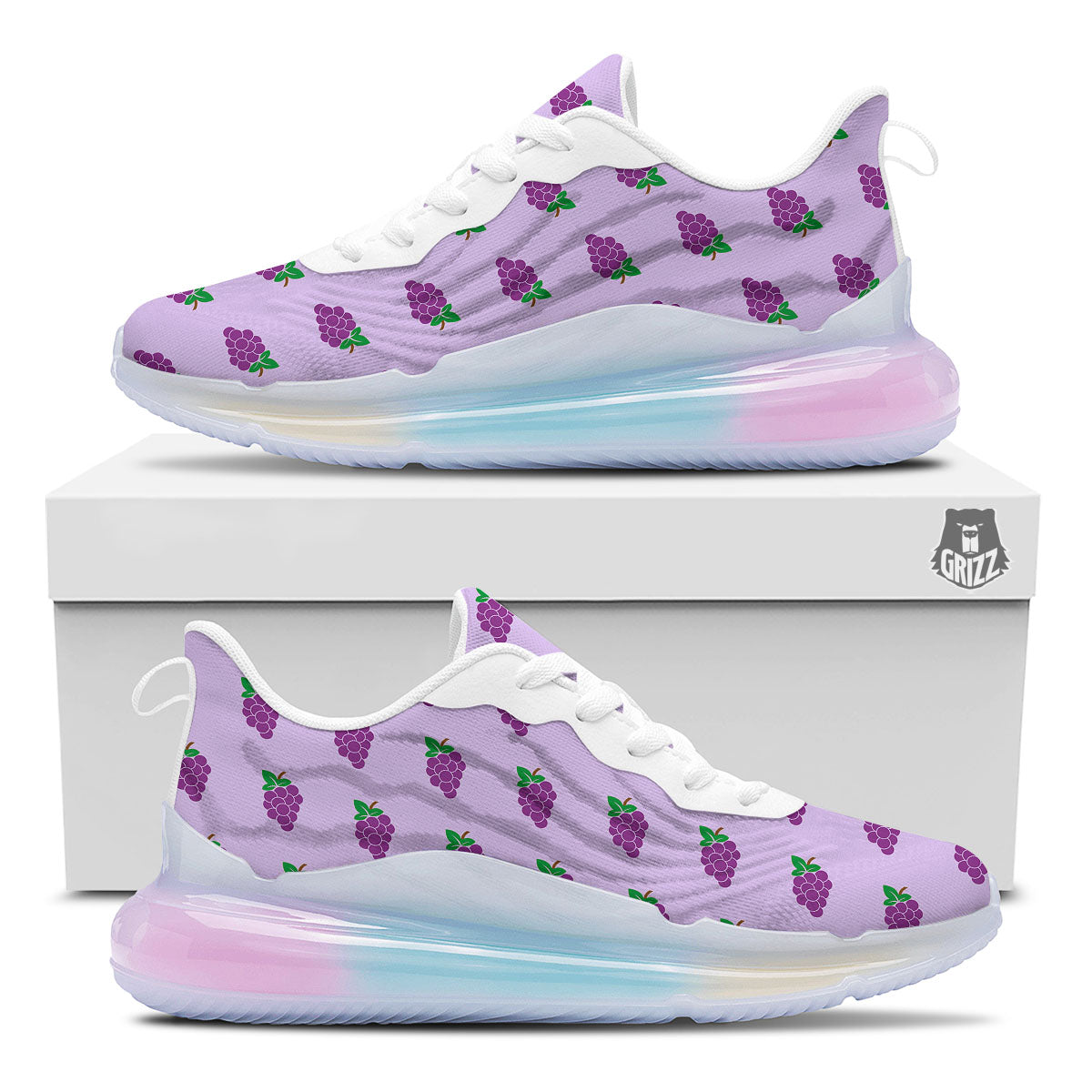 Grape Purple Print Pattern Running Sneakers-grizzshop