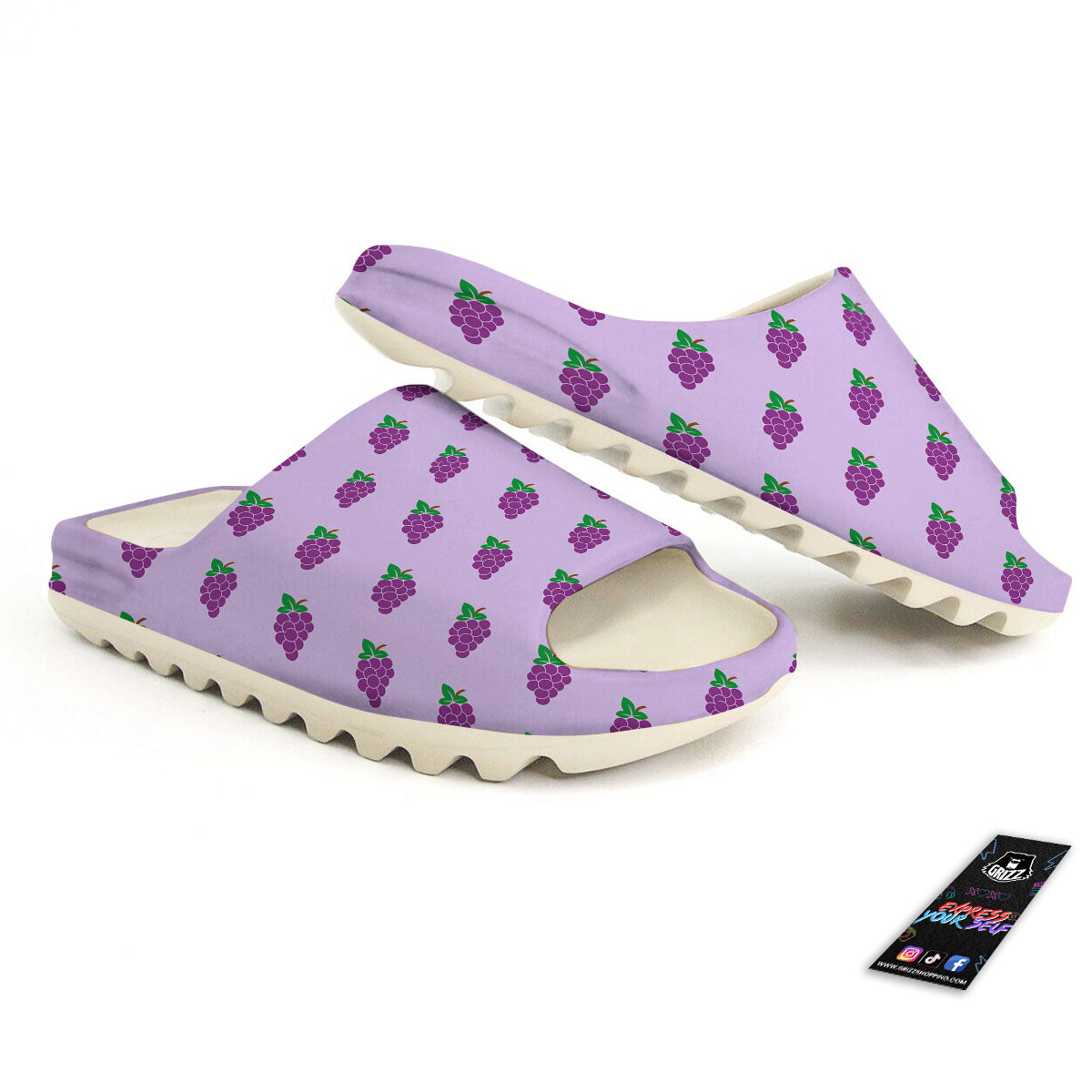 Grape Purple Print Pattern Sandals-grizzshop