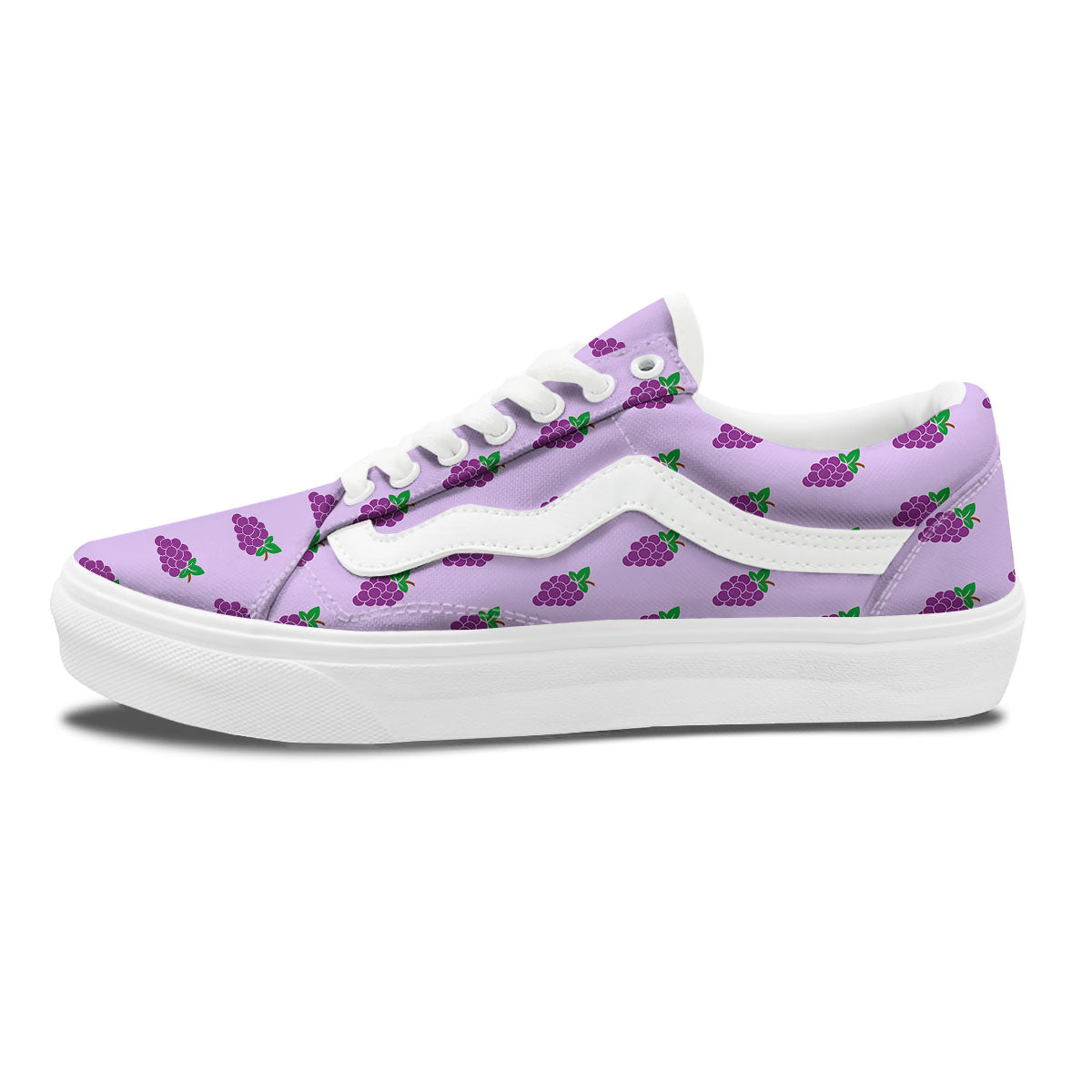 Grape Purple Print Pattern Skate Shoes-grizzshop