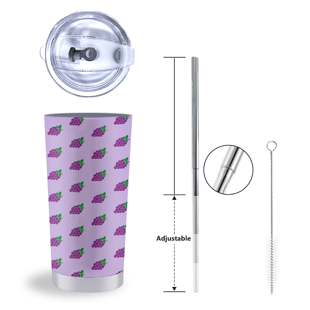 Grape Purple Print Pattern Tumbler-grizzshop