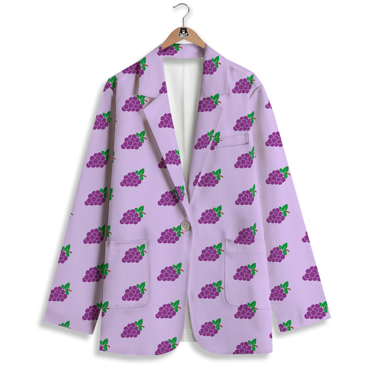 Grape Purple Print Pattern Women's Blazer-grizzshop