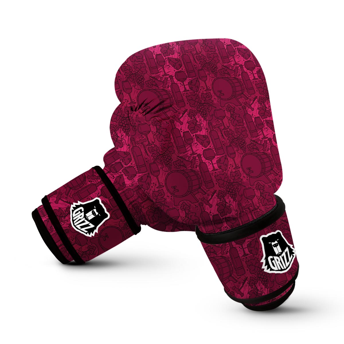 Grape Red Wine Pattern Print Boxing Gloves-grizzshop