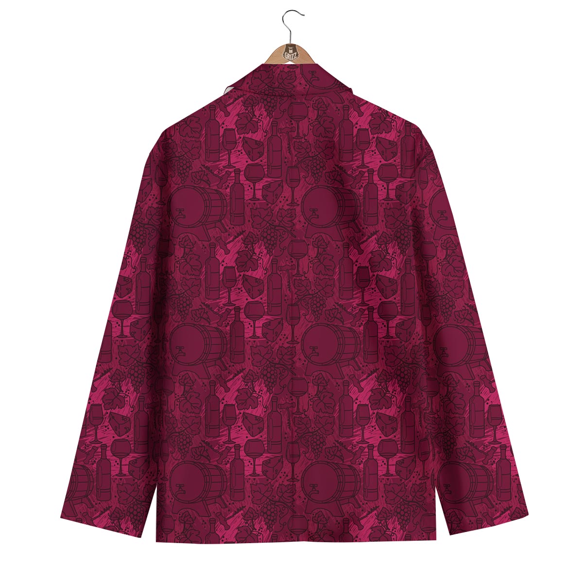 Grape Red Wine Pattern Print Men's Blazer-grizzshop