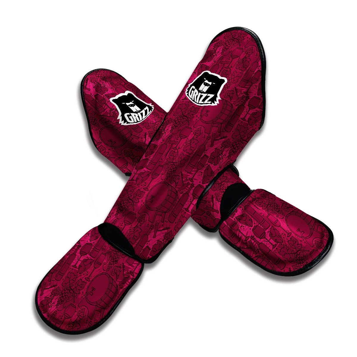 Grape Red Wine Pattern Print Muay Thai Shin Guards-grizzshop