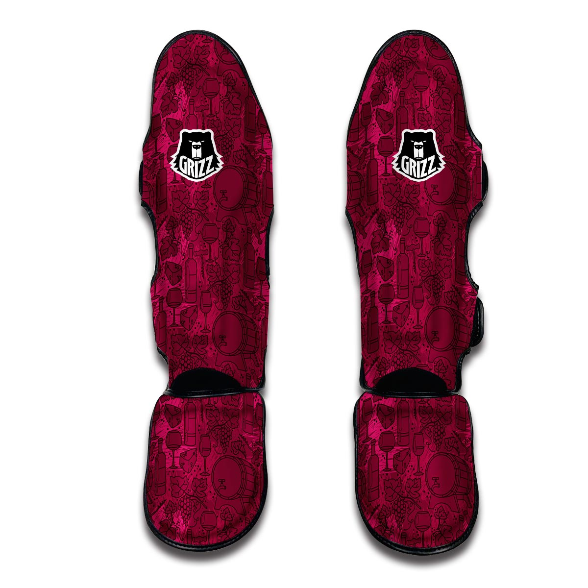 Grape Red Wine Pattern Print Muay Thai Shin Guards-grizzshop