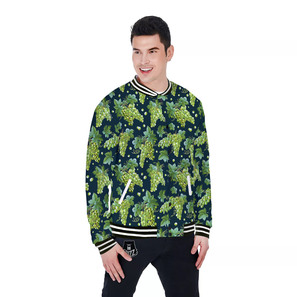 Grape Watercolor Print Pattern Baseball Jacket-grizzshop