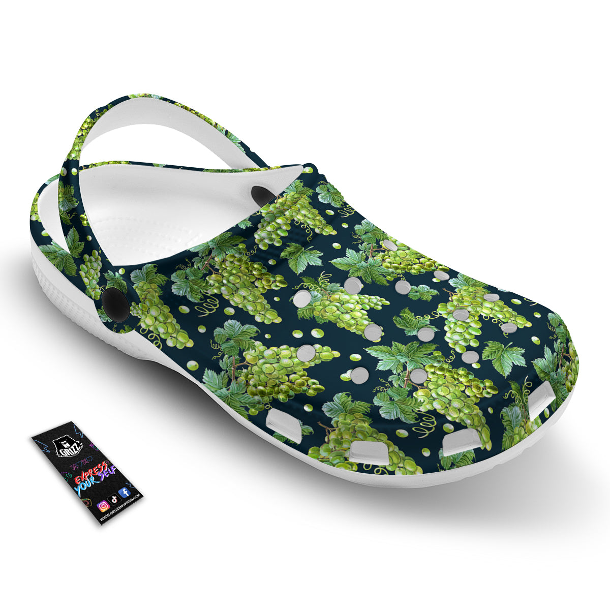 Grape Watercolor Print Pattern Clog-grizzshop