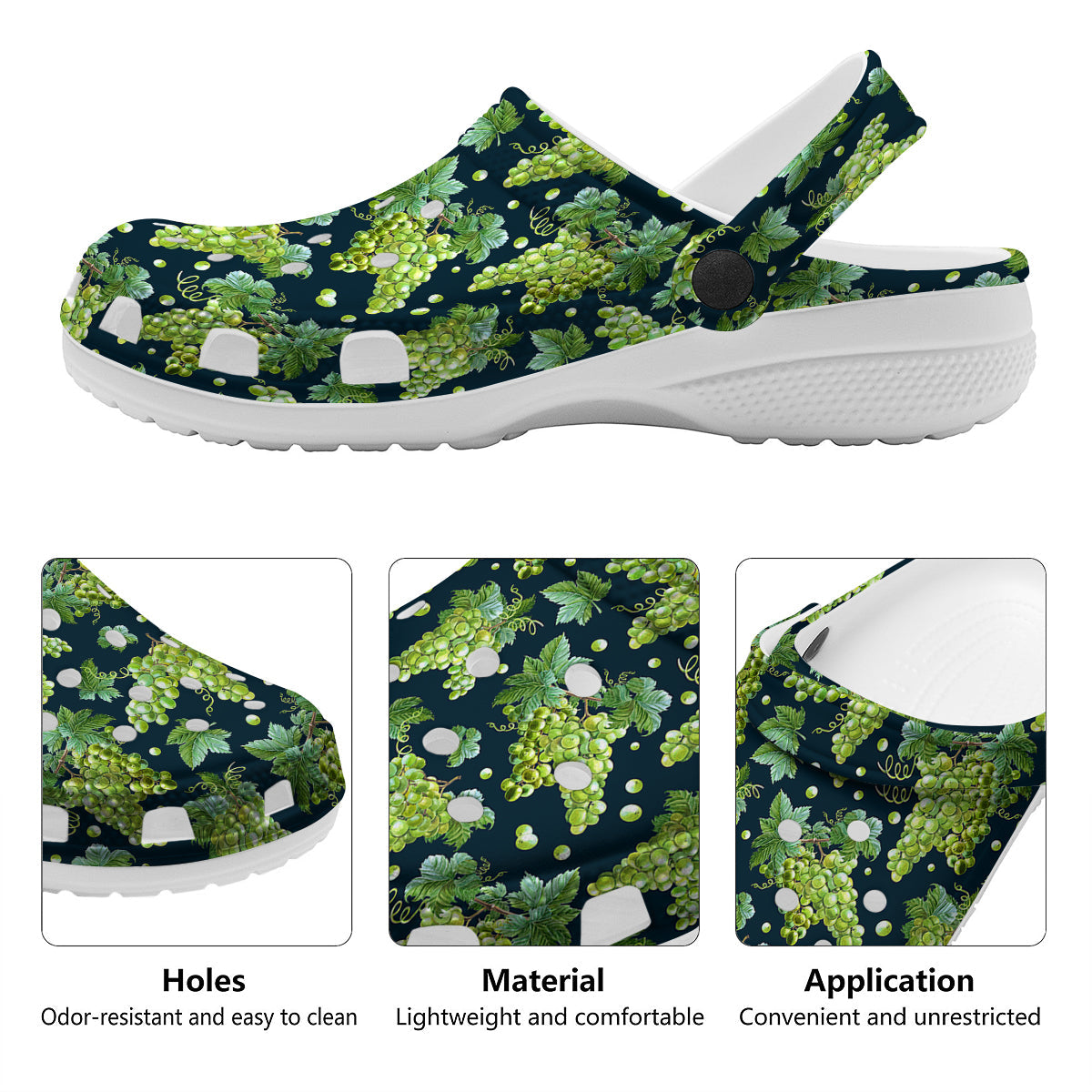 Grape Watercolor Print Pattern Clog-grizzshop