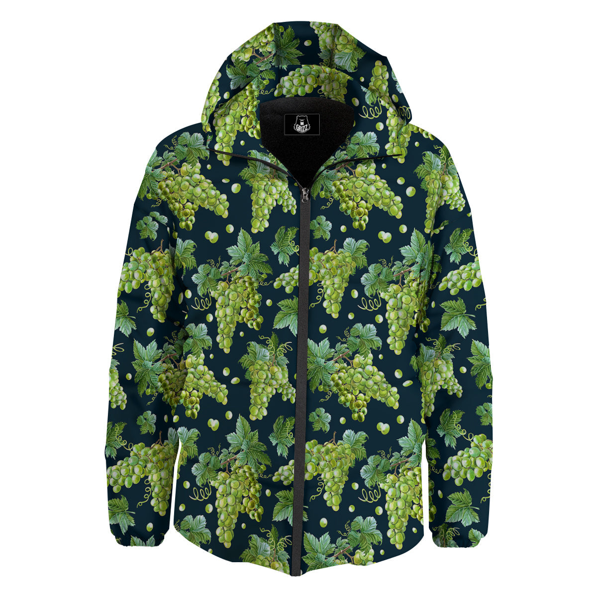 Grape Watercolor Print Pattern Down Jacket-grizzshop