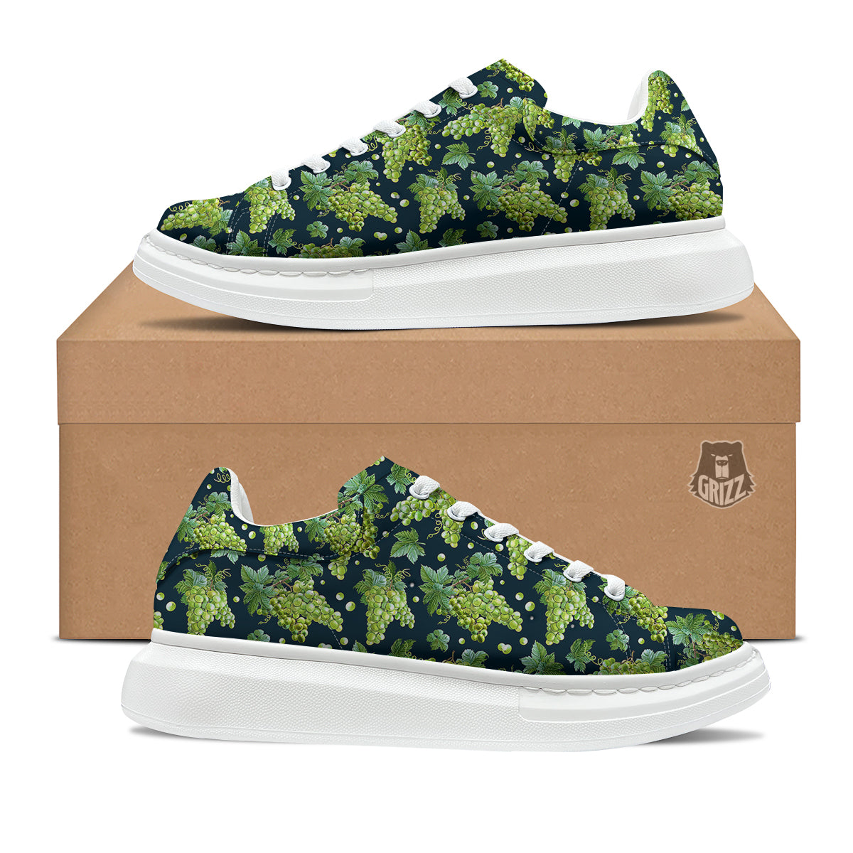 Grape Watercolor Print Pattern Platform Shoes-grizzshop