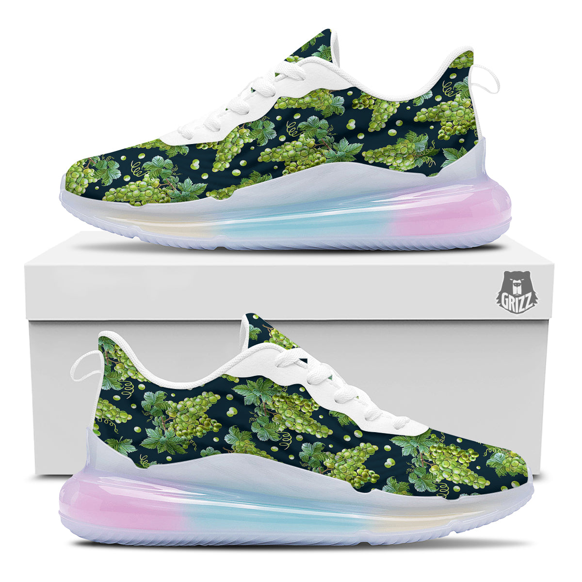 Grape Watercolor Print Pattern Running Sneakers-grizzshop