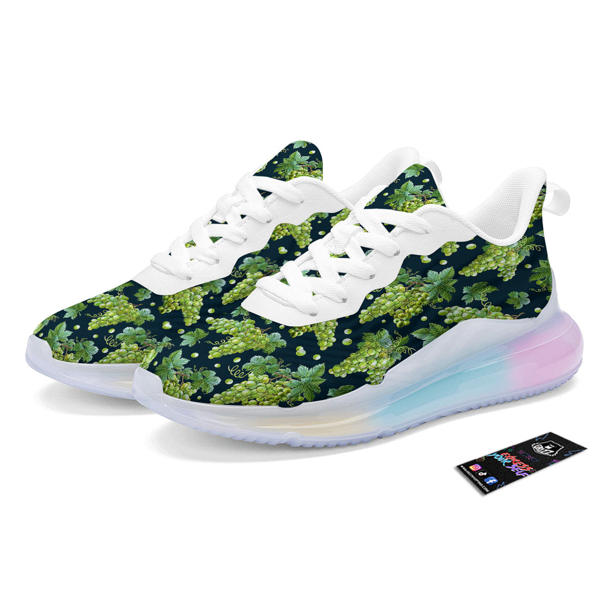 Grape Watercolor Print Pattern Running Sneakers-grizzshop