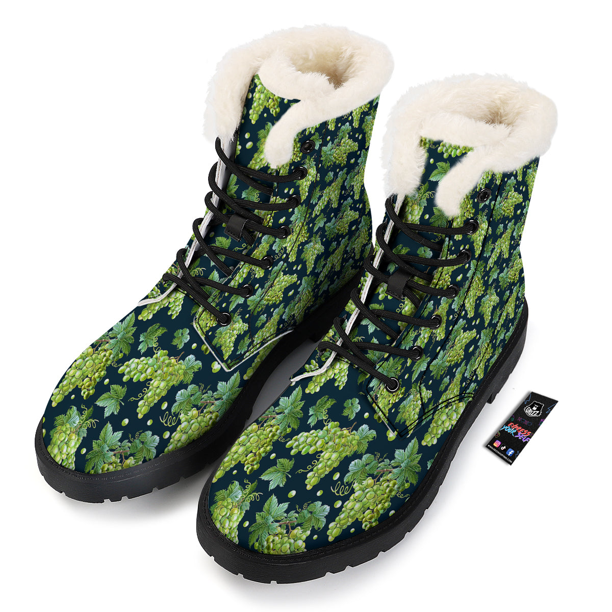 Grape Watercolor Print Pattern Winter Boots-grizzshop