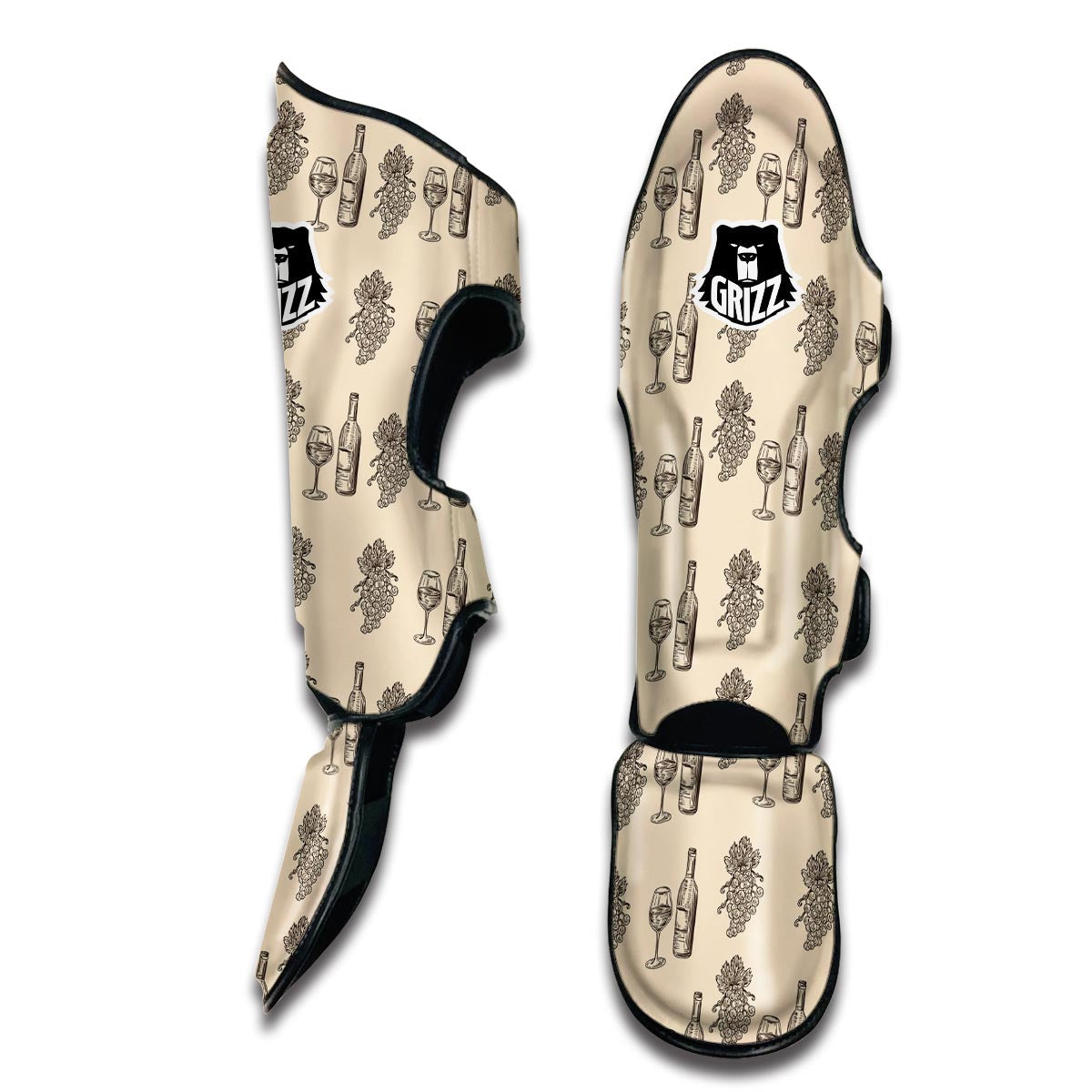 Grape Wine Pattern Print Muay Thai Shin Guards-grizzshop