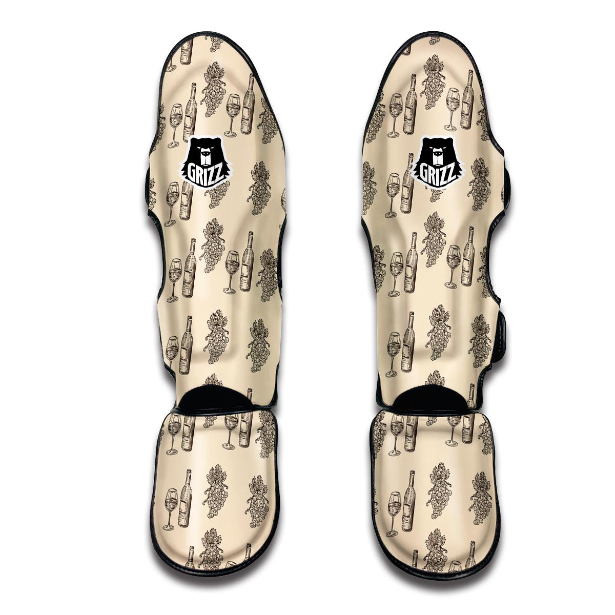 Grape Wine Pattern Print Muay Thai Shin Guards-grizzshop