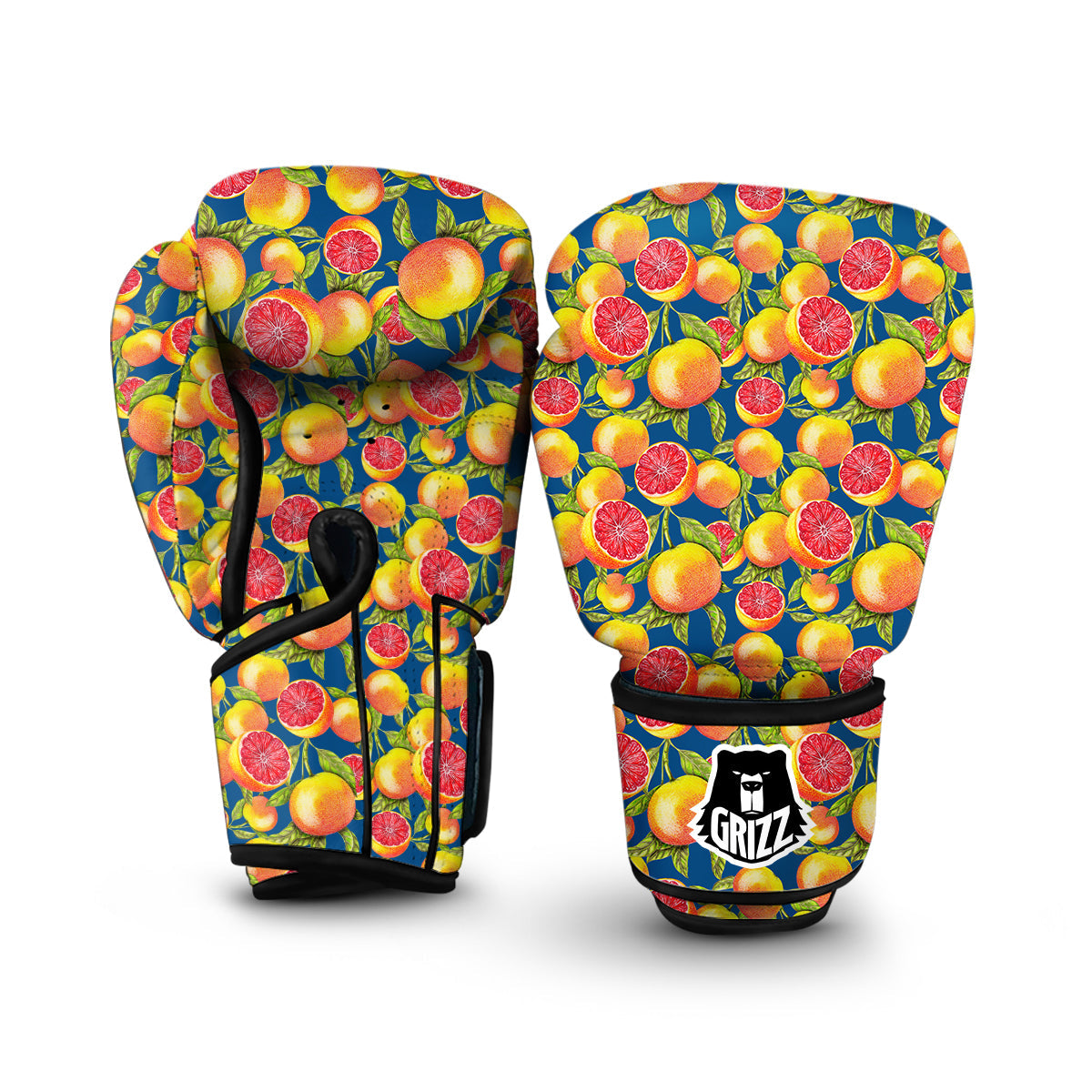 Grapefruit Exotic Blue Print Pattern Boxing Gloves-grizzshop