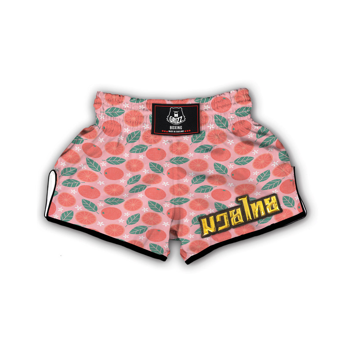 Grapefruit Vintagecolor Pink Print Pattern Muay Thai Boxing Shorts-grizzshop
