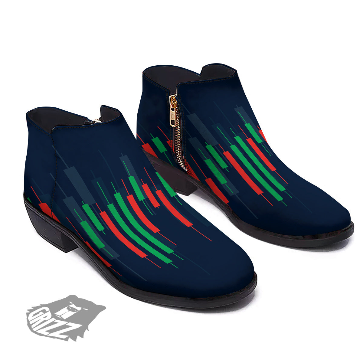 Graph Chart Candlestick Stock Print Ankle Boots-grizzshop