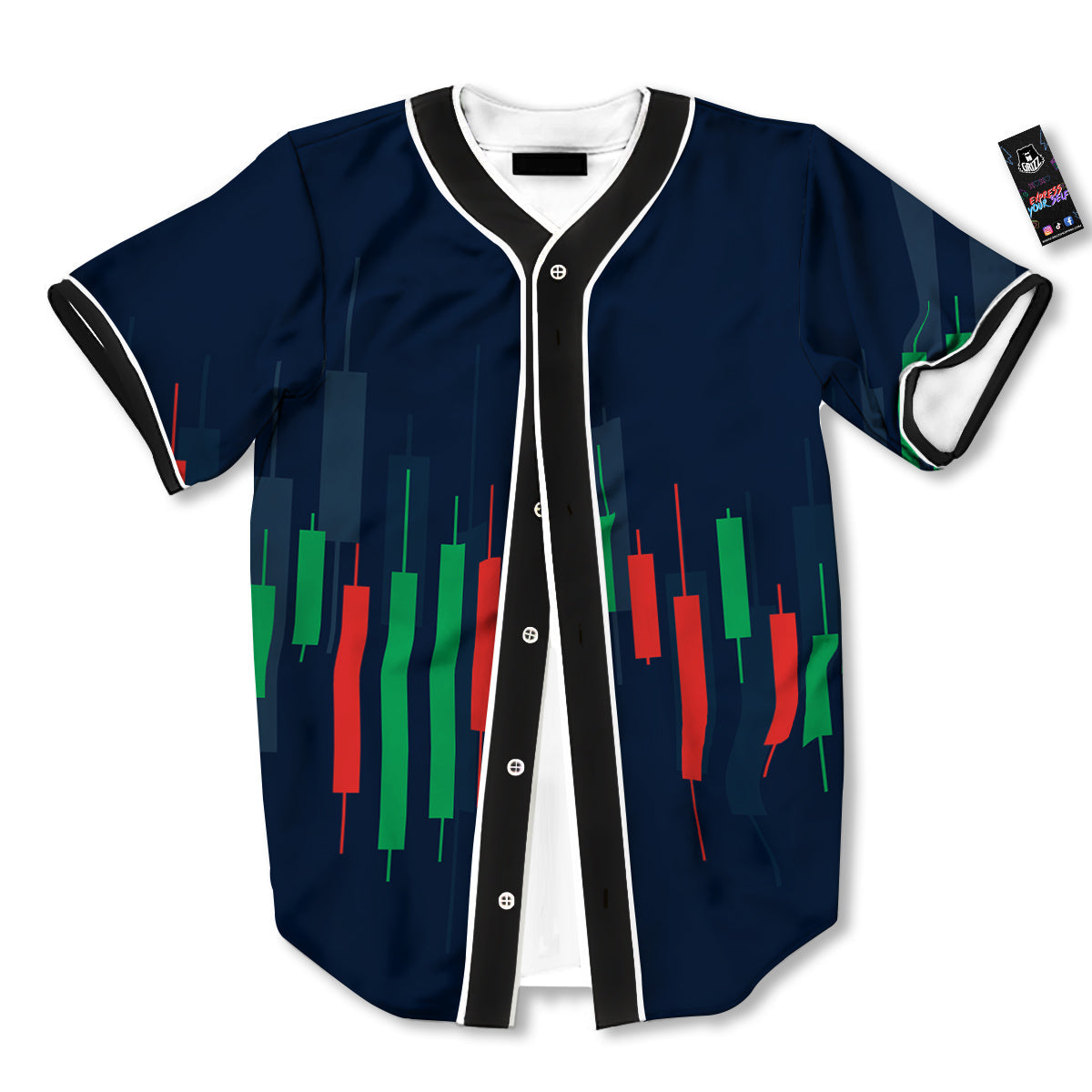 Graph Chart Candlestick Stock Print Baseball Jersey-grizzshop