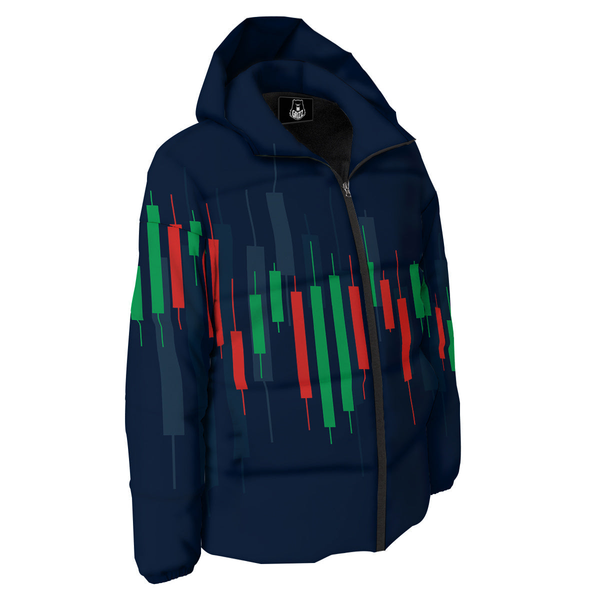 Graph Chart Candlestick Stock Print Down Jacket-grizzshop