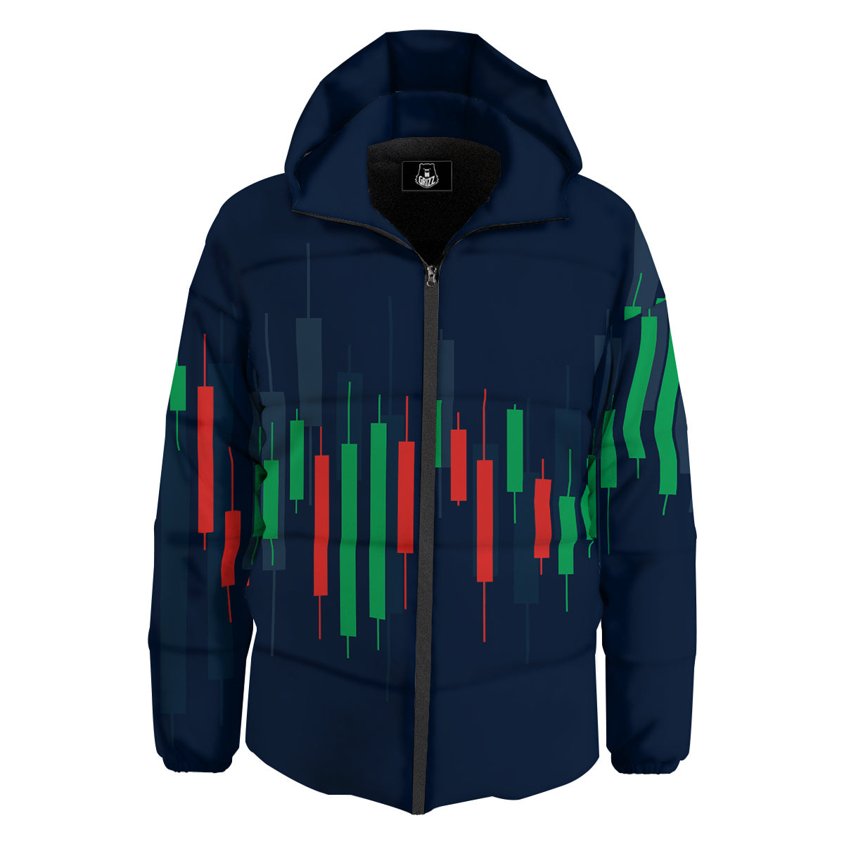 Graph Chart Candlestick Stock Print Down Jacket-grizzshop