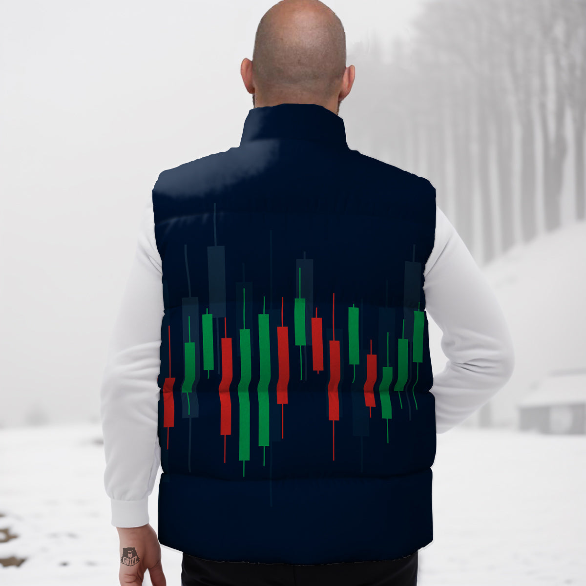 Graph Chart Candlestick Stock Print Down Vest-grizzshop