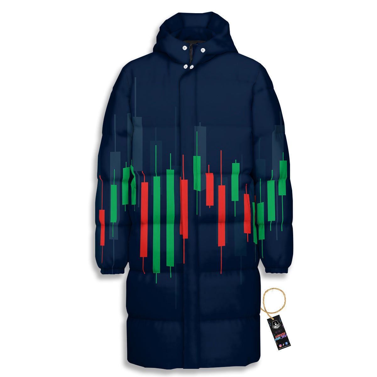 Graph Chart Candlestick Stock Print Long Down Jacket-grizzshop